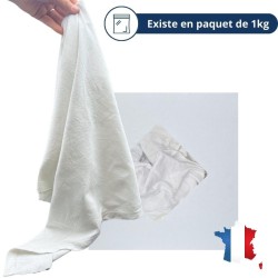 Chiffon d'essuyage extra blanc coton type tee-shirt - BTR1 - carton de 10kg